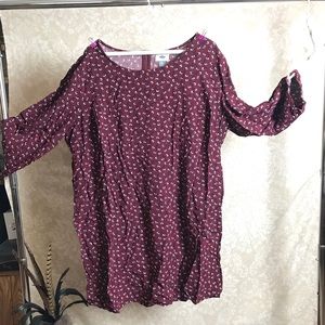 Cranberry Floral Shift Dress / Tunic